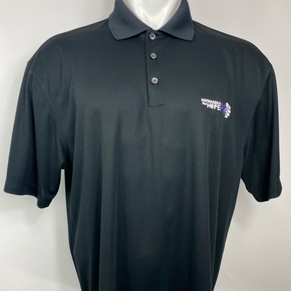 Nike Polo Shirt Mens XL Black Collared Dri-Fit Button Haymakers for hope - Picture 2 of 9